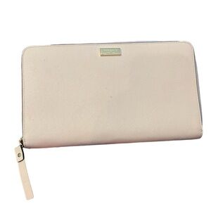 Kate Spade Clutch Wallet Light Pink Large Zip Around 9”